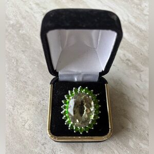 Elegant Emeralds, Green and Sterling Silver Gemstone Ring Size 7